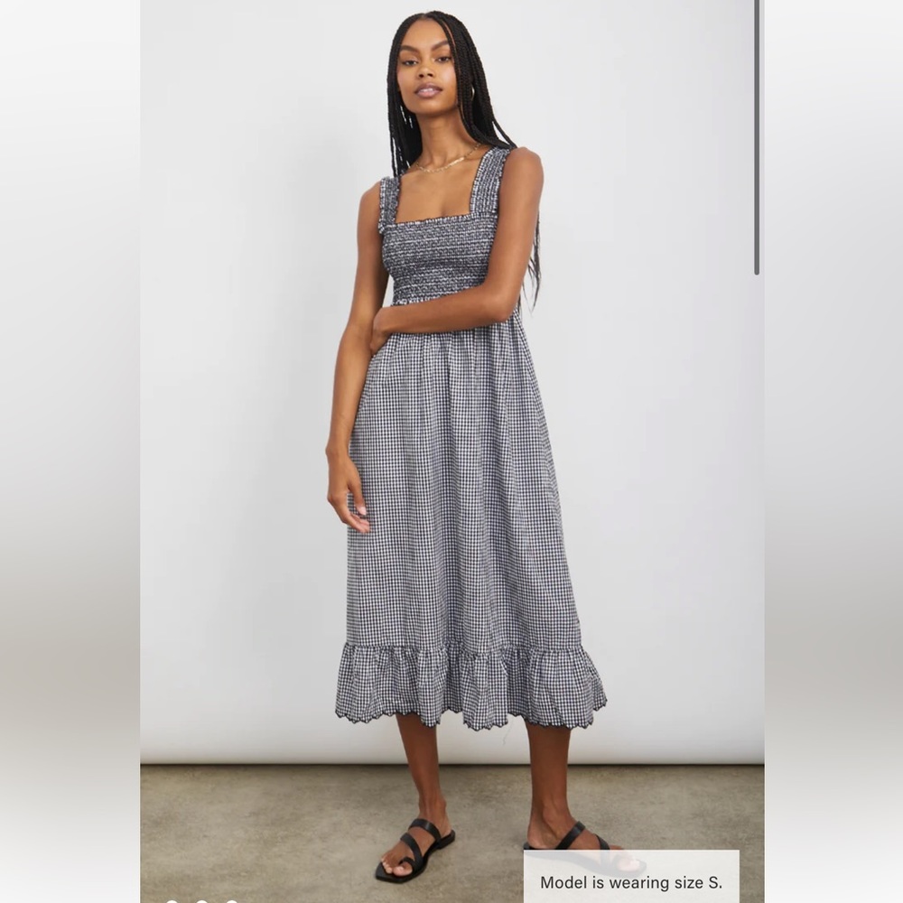 Rails Black and White Gingham Midi Dress